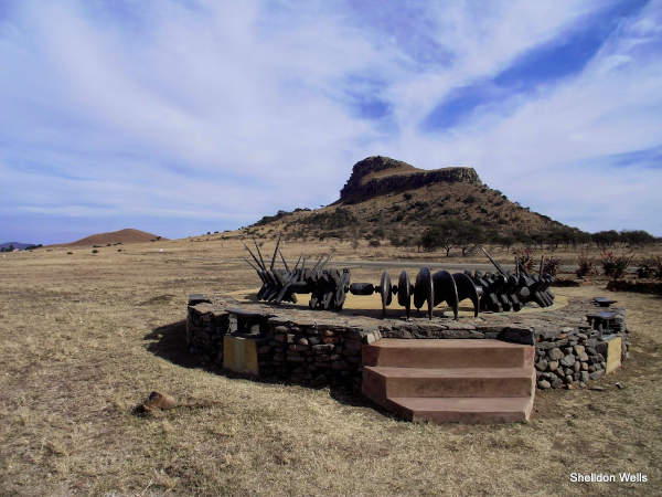 Zulu memorial to the fallen warriors at the battlefield of Isandlwana