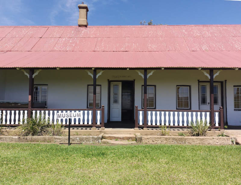 Close up view of the front of the hospital at Rorkes Drift